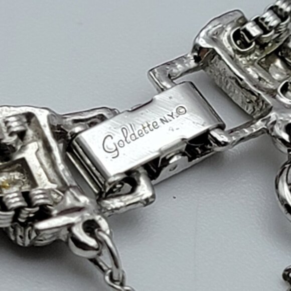 Goldette Bracelet Silver Tone Three-Row Fold Over Clasp Safety Chain 7 Inch - Picture 5 of 6